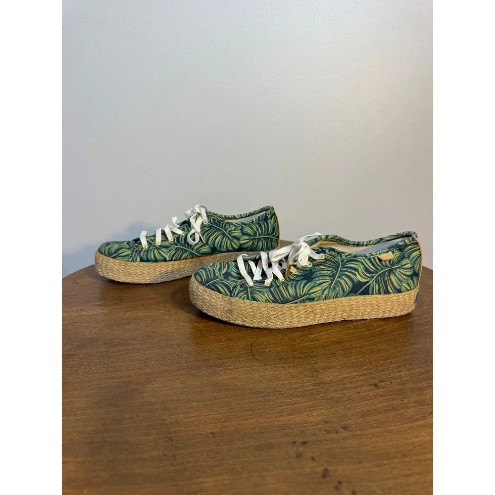Keds Rifle Paper Co Tropical Leaf Espadrille Sneakers‎ Women's Size 7.5